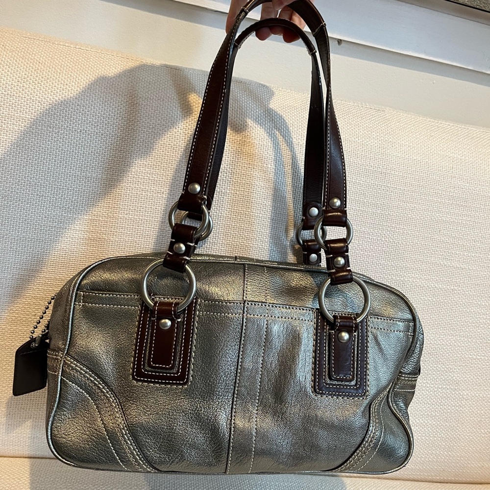 Vintage Metallic Coach 10579 Leather Hangbag